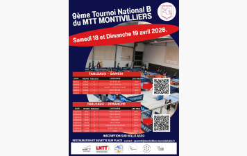 Tournoi de Montivilliers 18 et 19 Avril 2026